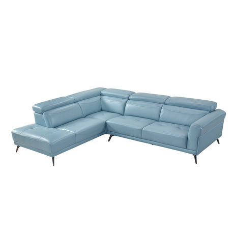Giselle Blue Leather 2-Piece Sectional with Left Chaise by Homelegance at Eve Furniture