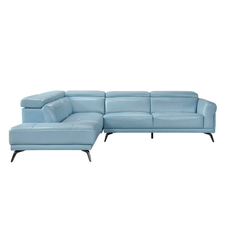 Giselle Blue Leather 2-Piece Sectional with Left Chaise by Homelegance at Eve Furniture