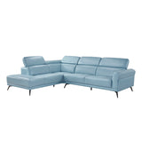 Giselle Blue Leather 2-Piece Sectional with Left Chaise by Homelegance at Eve Furniture