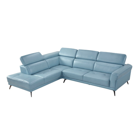 Giselle Blue Leather 2-Piece Sectional with Left Chaise by Homelegance at Eve Furniture