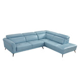 Giselle Blue Leather 2-Piece Sectional with Right Chaise by Homelegance at Eve Furniture