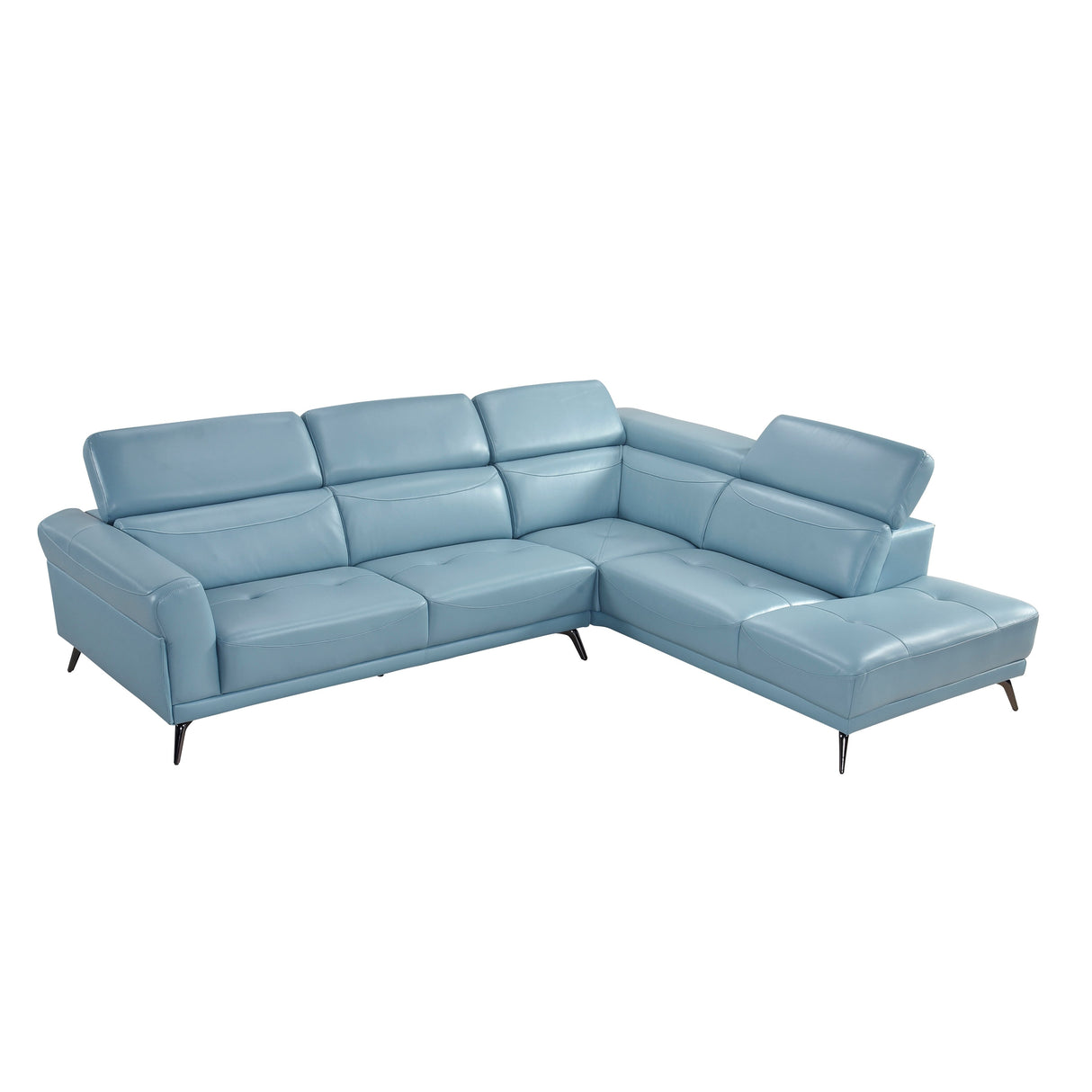 Giselle Blue Leather 2-Piece Sectional with Right Chaise by Homelegance at Eve Furniture