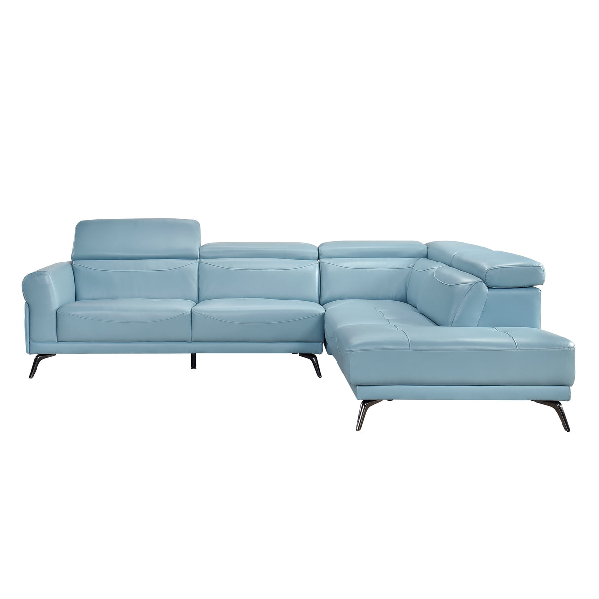 Giselle Blue Leather 2-Piece Sectional with Right Chaise by Homelegance at Eve Furniture