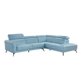 Giselle Blue Leather 2-Piece Sectional with Right Chaise by Homelegance at Eve Furniture