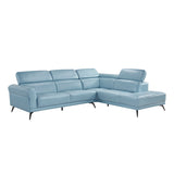 Giselle Blue Leather 2-Piece Sectional with Right Chaise by Homelegance at Eve Furniture