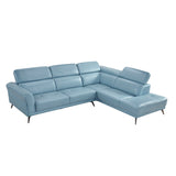 Giselle Blue Leather 2-Piece Sectional with Right Chaise by Homelegance at Eve Furniture