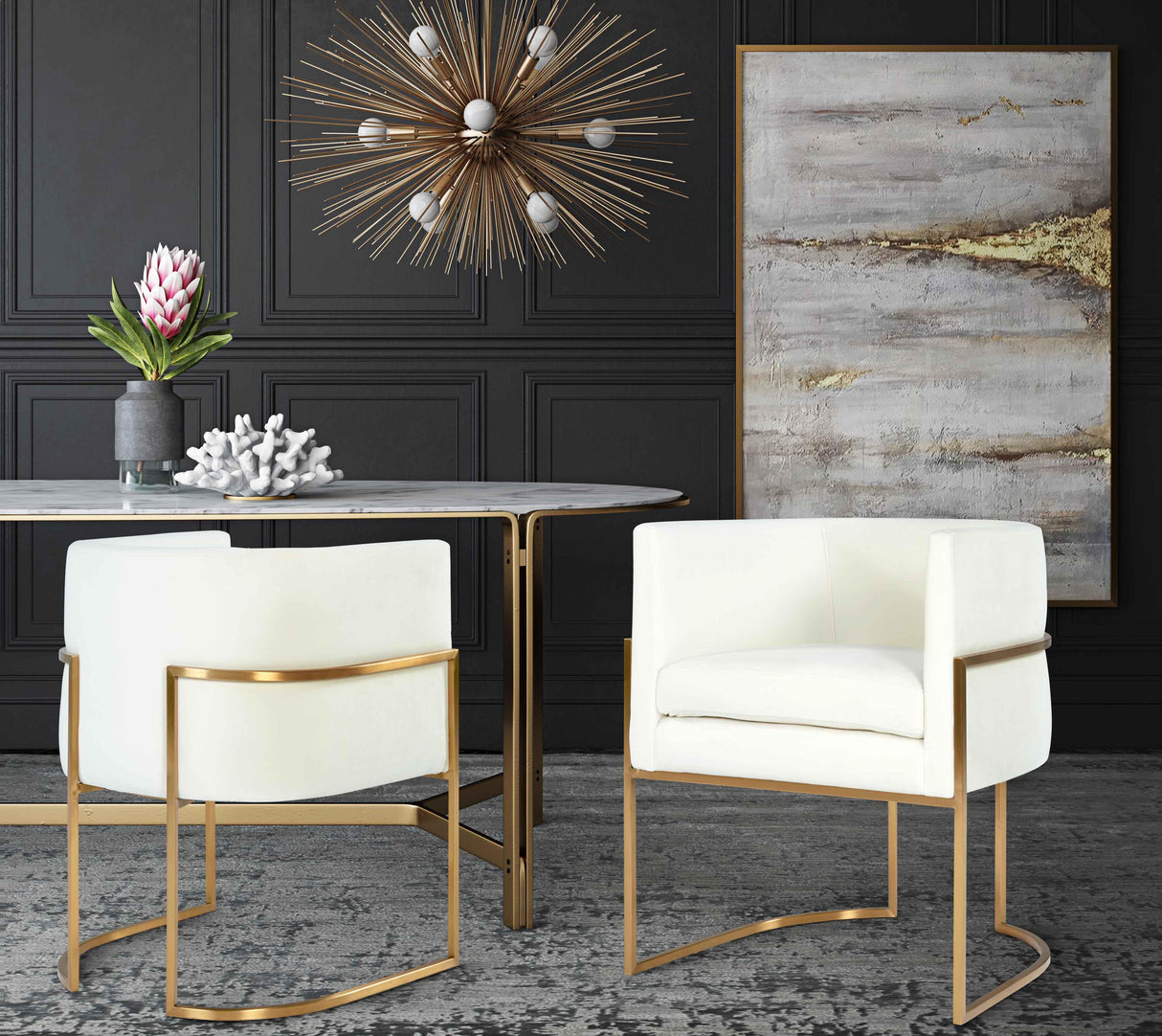 Giselle Velvet Dining Chair with Gold Base by Inspire Me! Home Decor by TOV Furniture at Eve Furniture