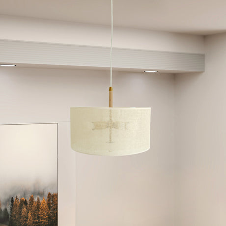 Glacier Pendant Lamp - Oak + Natural + Gold by Ashcroft Imports at Eve Furniture