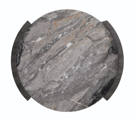 Gladstone Distressed Gray Round Faux Marble Top Coffee Table by Coaster at Eve Furniture