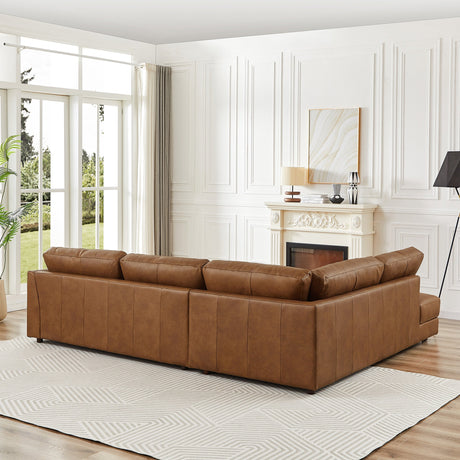 Glander Cognac Leather Sectional Sofa Left Facing by Ashcroft Furniture at Eve Furniture