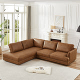 Glander Cognac Leather Sectional Sofa Left Facing by Ashcroft Furniture at Eve Furniture