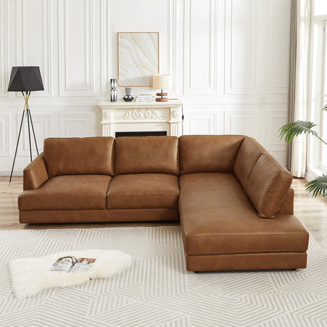 Glander Cognac Leather Sectional Sofa Right Facing by Ashcroft Furniture at Eve Furniture