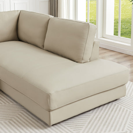 Glander Cream Leather Sectional Sofa Right Facing by Ashcroft Furniture at Eve Furniture