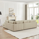Glander Cream Leather Sectional Sofa Right Facing by Ashcroft Furniture at Eve Furniture