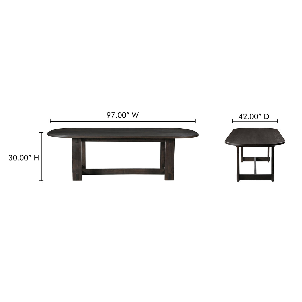 Glenn Dark Brown Oval Dining Table by Moe's Home at Eve Furniture