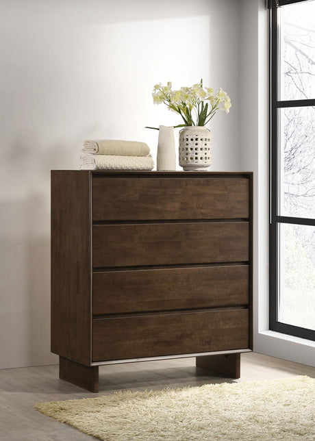 Glenwood 4-drawer Chest of Drawers Warm Brown by Coaster at Eve Furniture