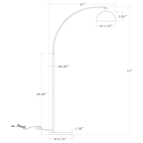 Gloria Black 74-inch Arched Dome Shade Metal Floor Lamp by Coaster at Eve Furniture