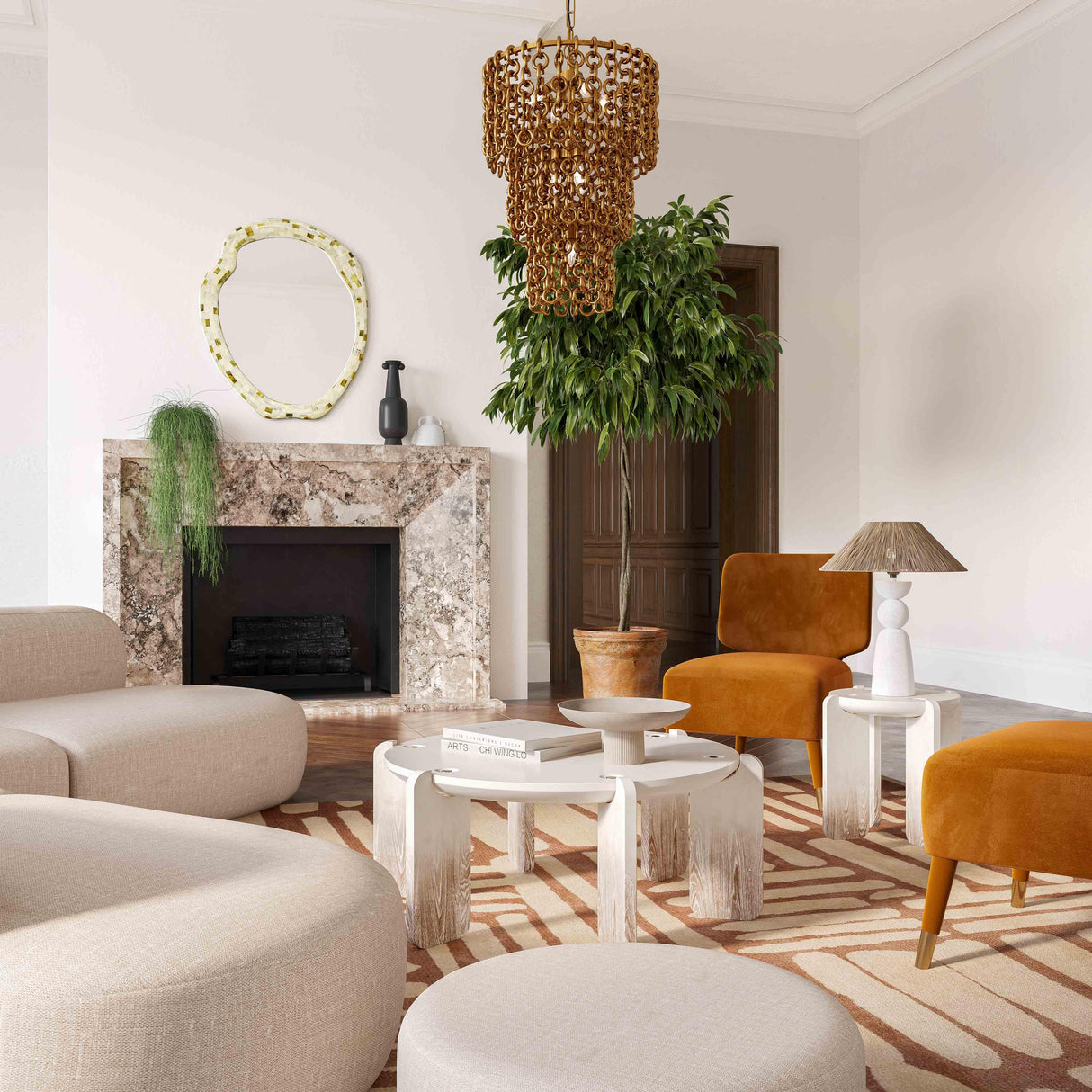 Gloria Cream Oak Coffee Table by TOV Furniture at Eve Furniture