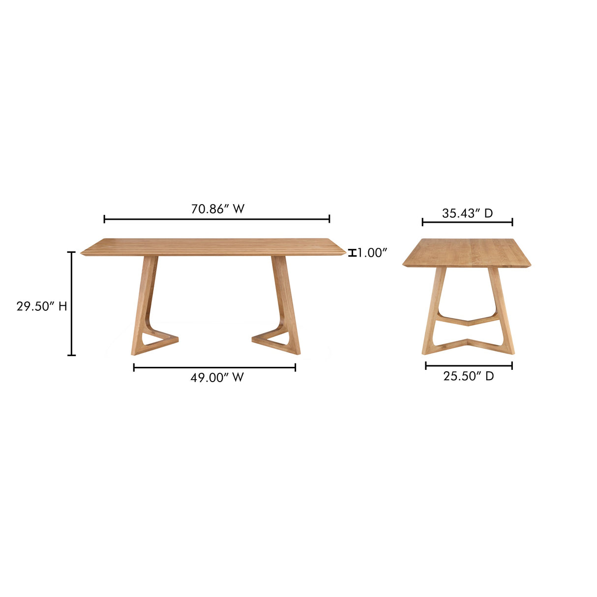 Godenza Oak Rectangular Dining Table by Moe's Home at Eve Furniture