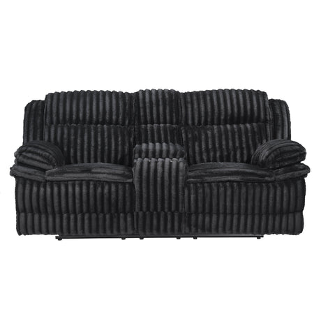 Goodland Black Double Reclining Love Seat with Center Console by Homelegance at Eve Furniture