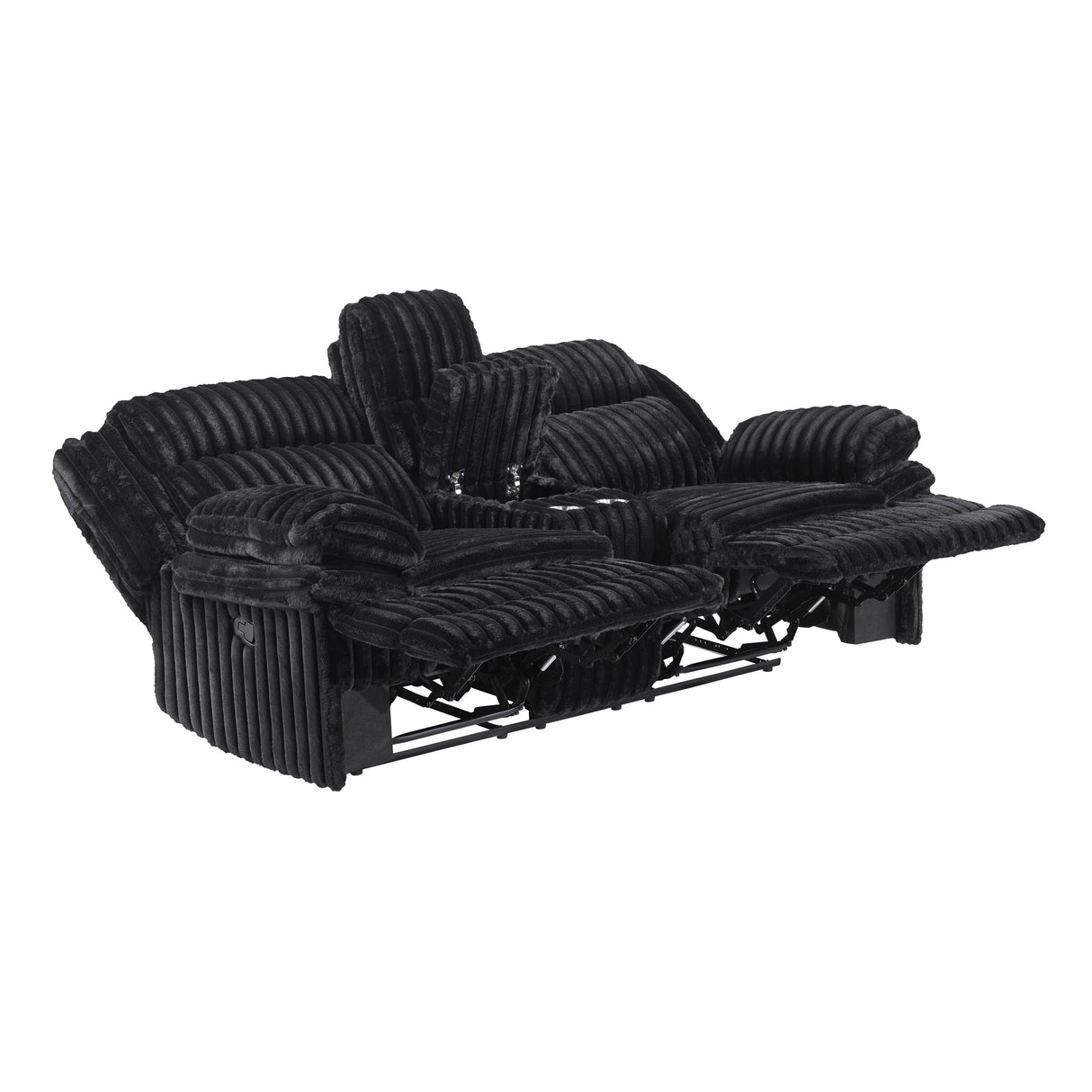 Goodland Black Double Reclining Love Seat with Center Console by Homelegance at Eve Furniture