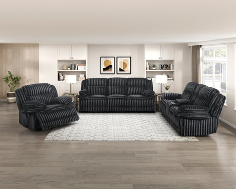 Goodland Black Double Reclining Love Seat with Center Console by Homelegance at Eve Furniture