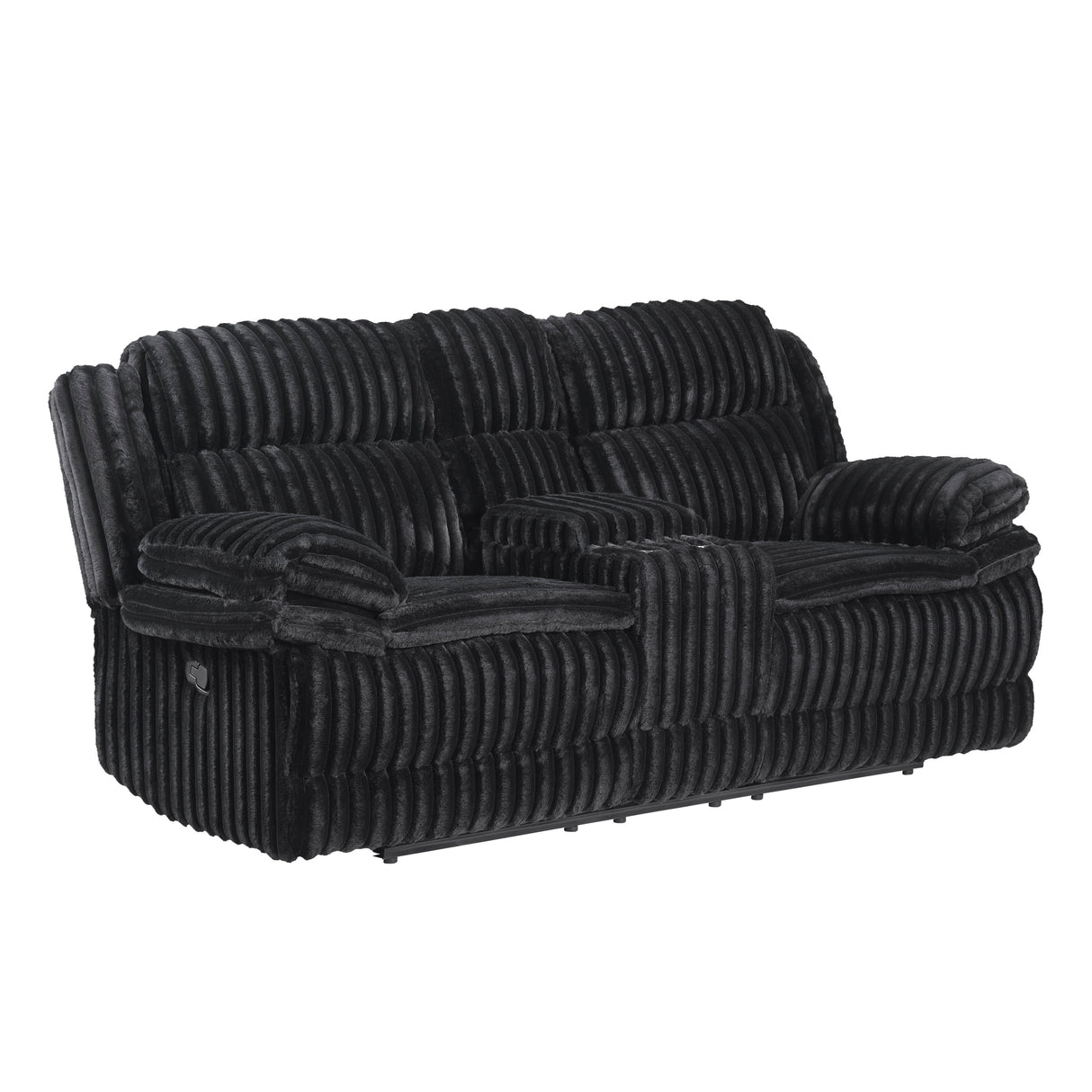 Goodland Black Double Reclining Love Seat with Center Console by Homelegance at Eve Furniture