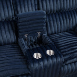 Goodland Blue Double Reclining Loveseat with Center Console by Homelegance at Eve Furniture