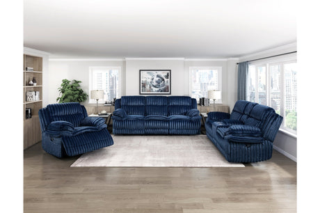 Goodland Blue Double Reclining Loveseat with Center Console by Homelegance at Eve Furniture