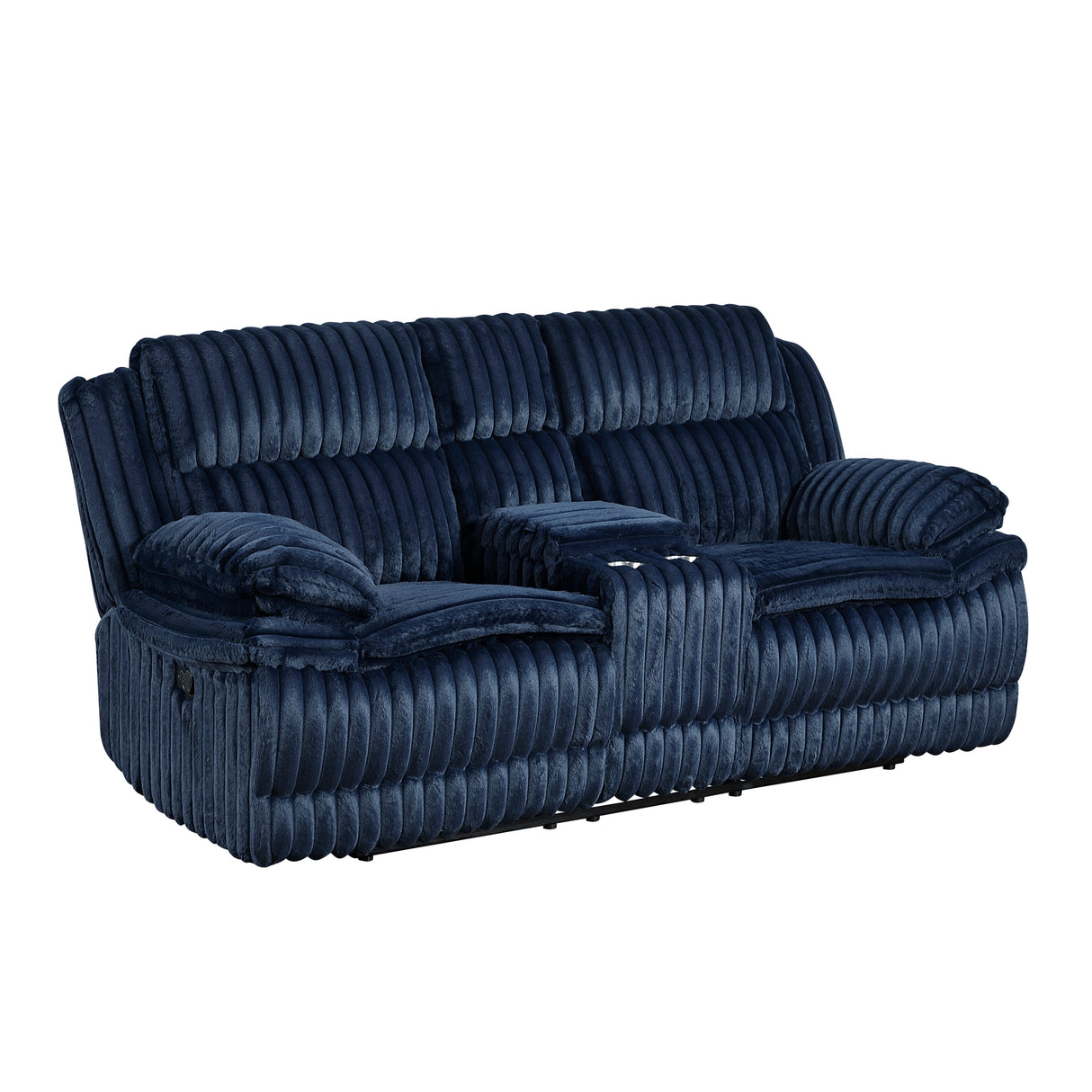 Goodland Blue Double Reclining Loveseat with Center Console by Homelegance at Eve Furniture
