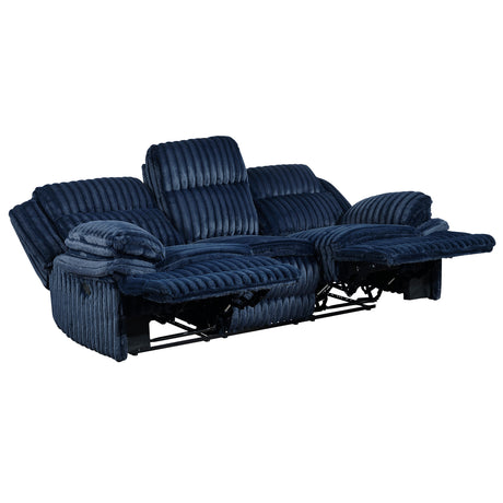 Goodland Blue Double Reclining Sofa by Homelegance at Eve Furniture