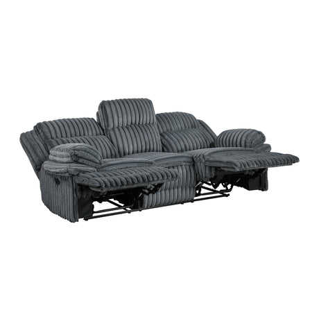 Goodland Dark Gray Double Reclining Sofa by Homelegance at Eve Furniture