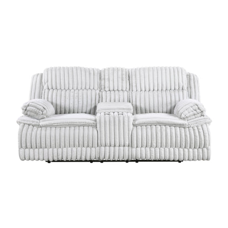 Goodland Gray Double Reclining Loveseat with Center Console by Homelegance at Eve Furniture