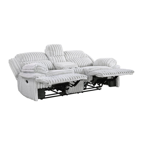 Goodland Gray Double Reclining Loveseat with Center Console by Homelegance at Eve Furniture