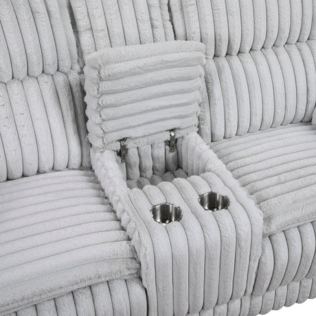 Goodland Gray Double Reclining Loveseat with Center Console by Homelegance at Eve Furniture