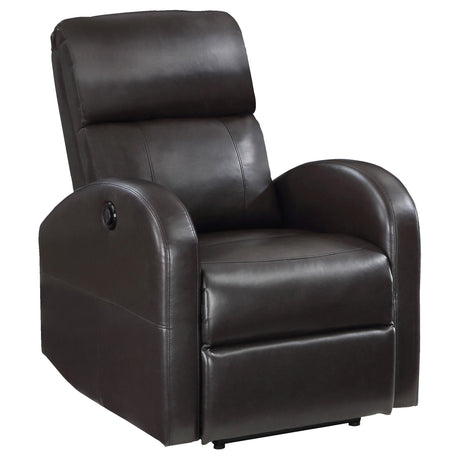 Grant Brown Upholstered Power Recliner Chair by Coaster at Eve Furniture