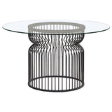 Granvia Clear and Gunmetal Round Glass Top Dining Table by Coaster at Eve Furniture