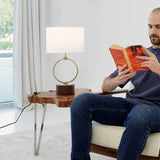 Grid Metal Circular Table Lamp by Ashcroft Imports at Eve Furniture