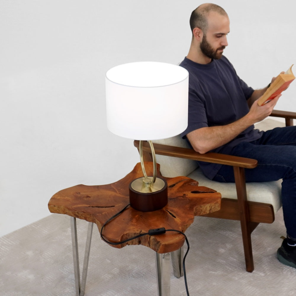 Grid Metal Circular Table Lamp by Ashcroft Imports at Eve Furniture