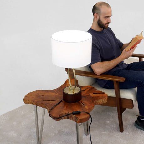 Grid Metal Circular Table Lamp by Ashcroft Imports at Eve Furniture