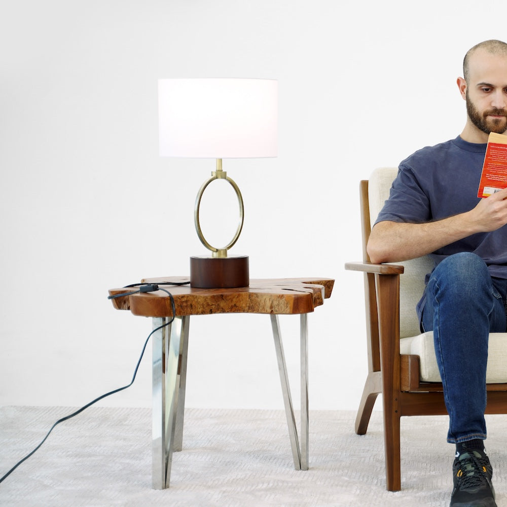 Grid Metal Circular Table Lamp by Ashcroft Imports at Eve Furniture