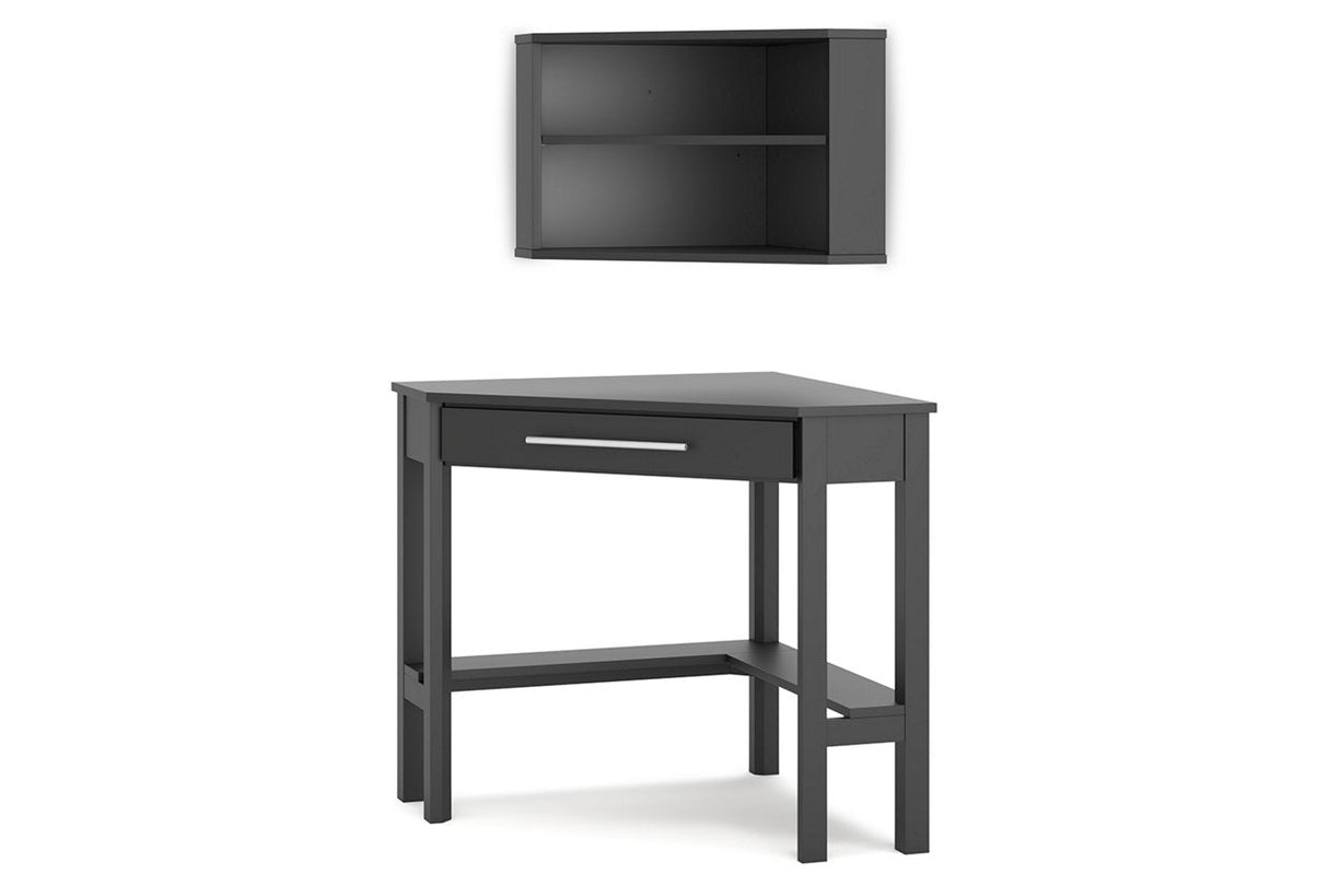 Otaska Black Home Office Corner Desk with Bookcase