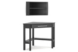 Otaska Black Home Office Corner Desk with Bookcase