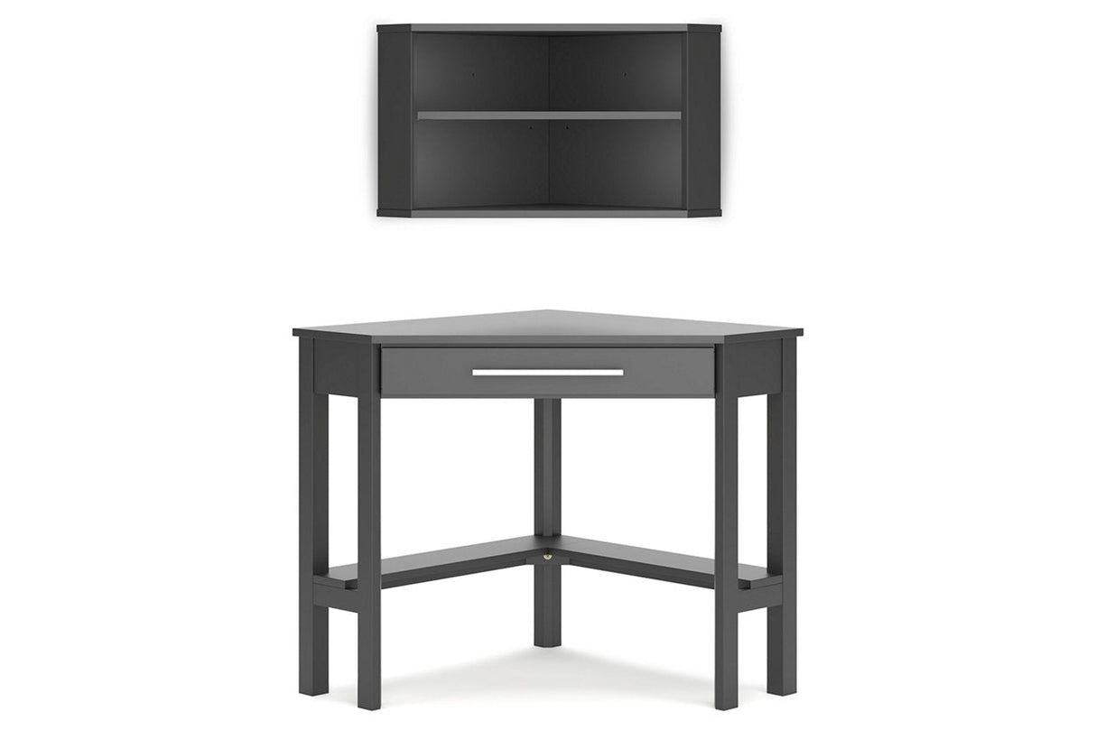 Otaska Black Home Office Corner Desk with Bookcase