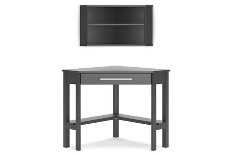 Otaska Black Home Office Corner Desk with Bookcase