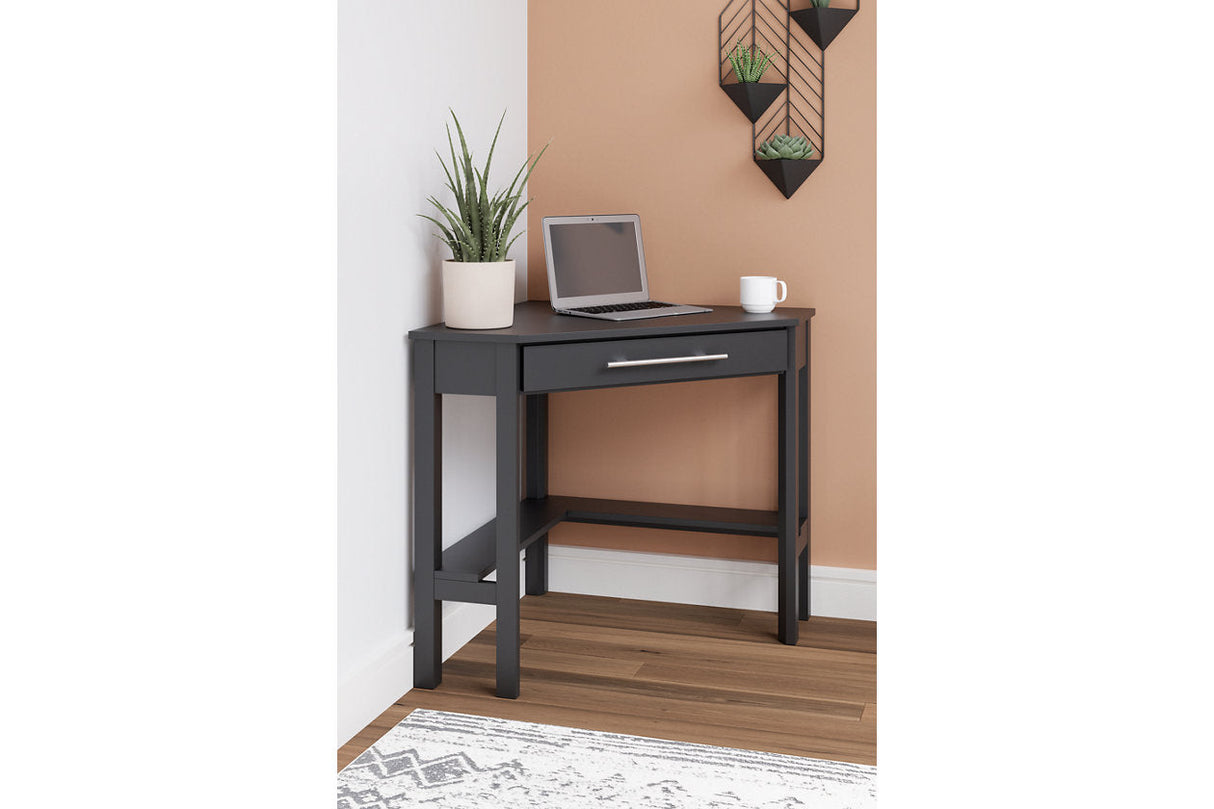 Otaska Black Home Office Corner Desk with Bookcase