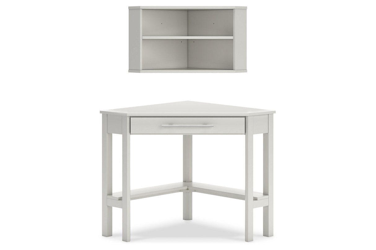 Grannen White Home Office Corner Desk with Bookcase