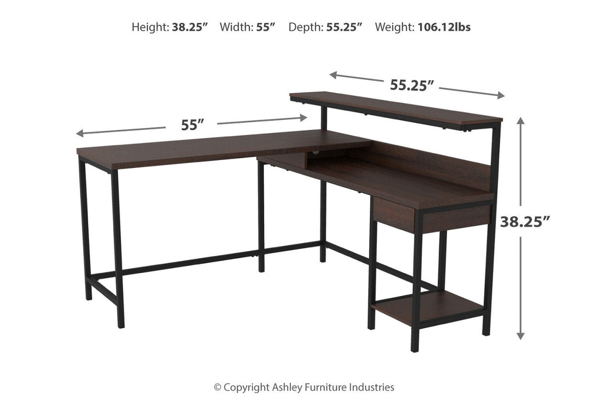 Camiburg Warm Brown Home Office L-Desk with Storage