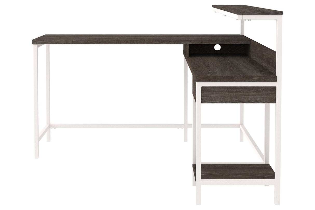 Dorrinson Two-tone Home Office L-Desk with Storage