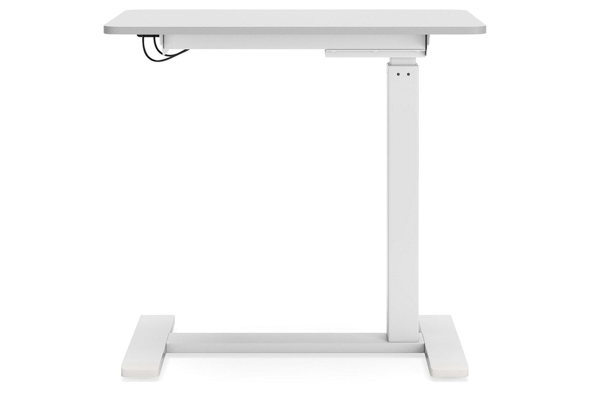 Lynxtyn Taupe/White Adjustable Height Home Office Side Desk